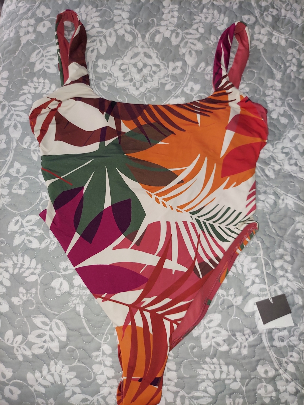 Vitamin A Tropical Leaf One-Piece Swimsuit - Orange, Green, Magenta